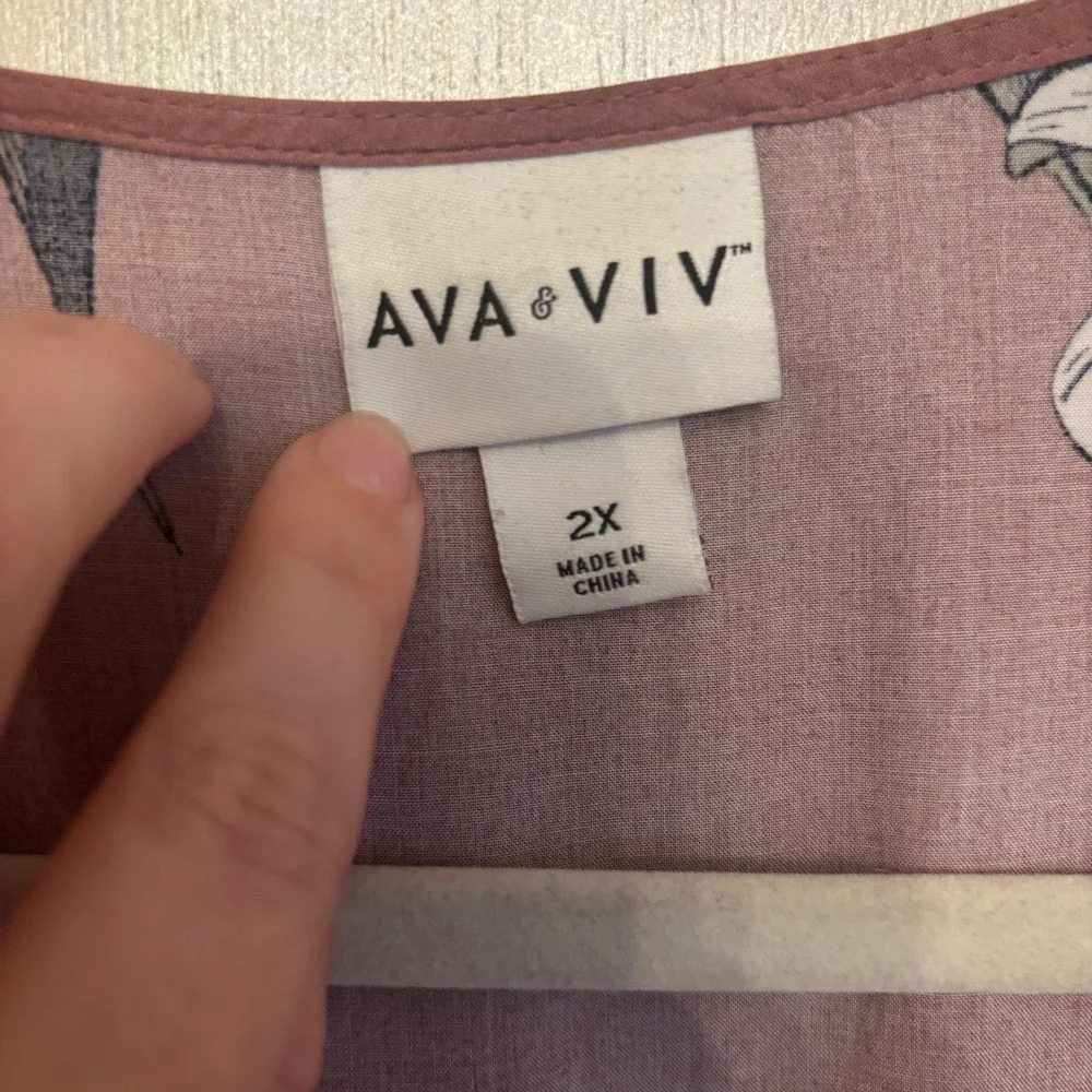 Ava & Viv Plus Size Floral Wrap Maxi‎ Dress Mauve Short Sleeve - Picture 5 of 6